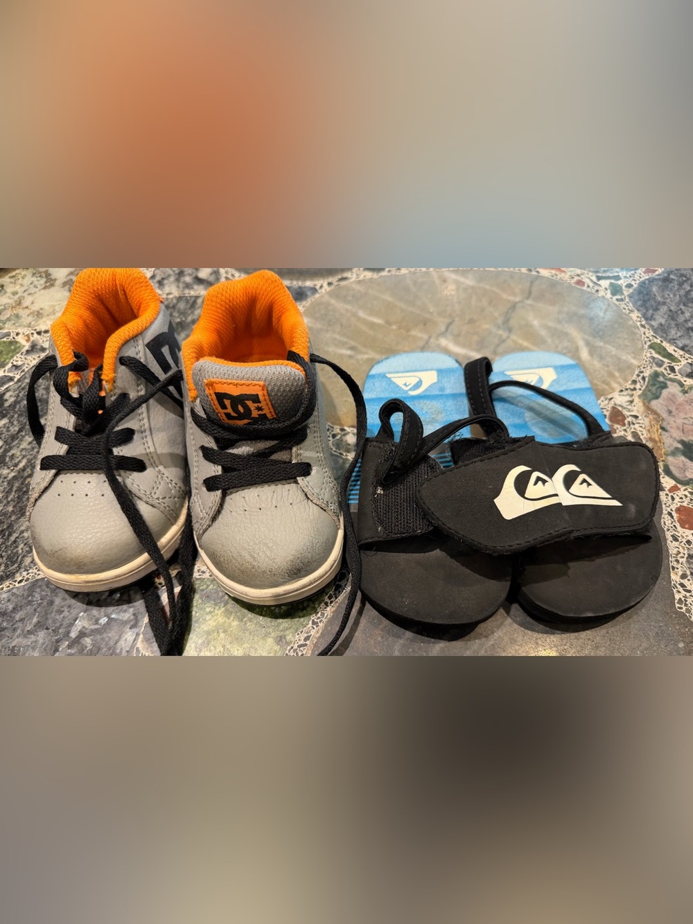 2 sets DC Kids Gray and Orange Skate Sneaker size 5